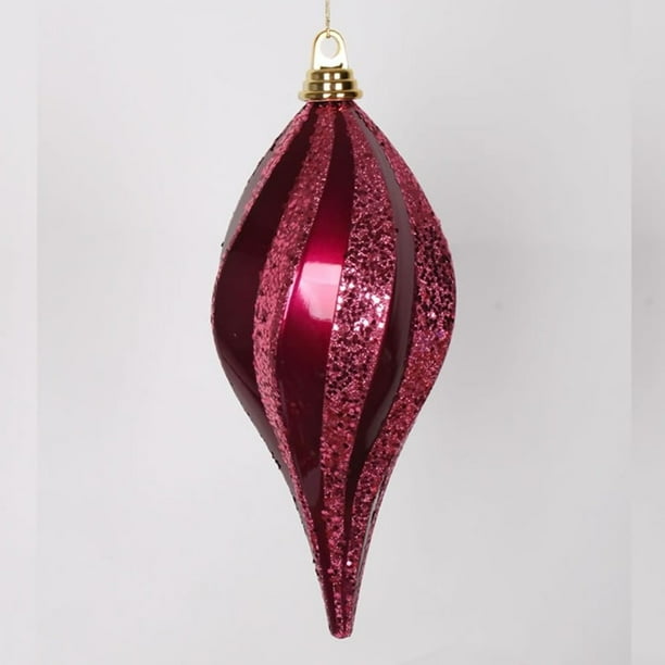 Vickerman 8'' Red and White Glitter Swirl Drop Christmas Ornament. Vickerman 8'' Red and White Glitter Swirl Drop Christmas Ornament.